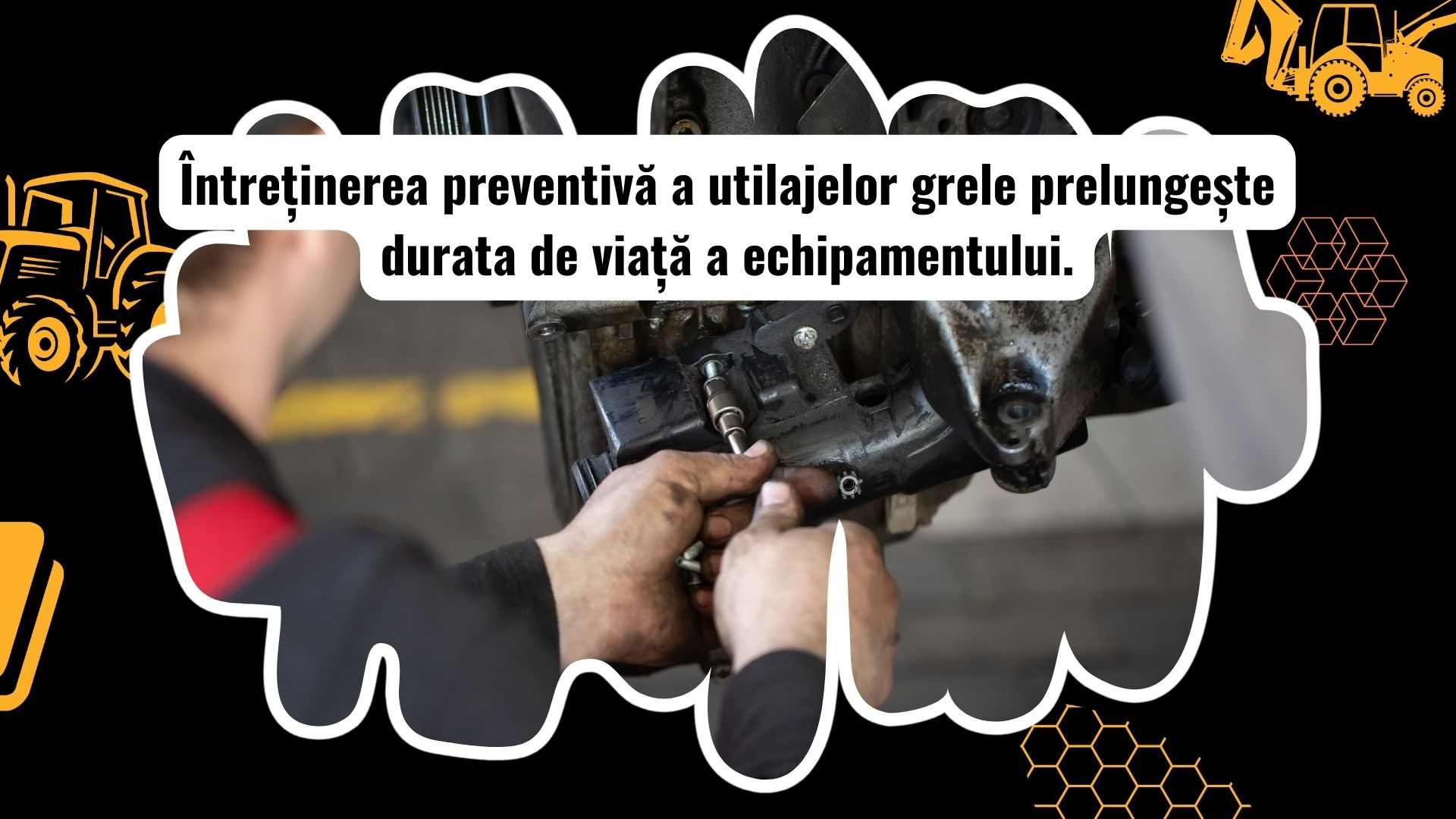 excavator în întreținere preventivă cu mecanic verificând motorul