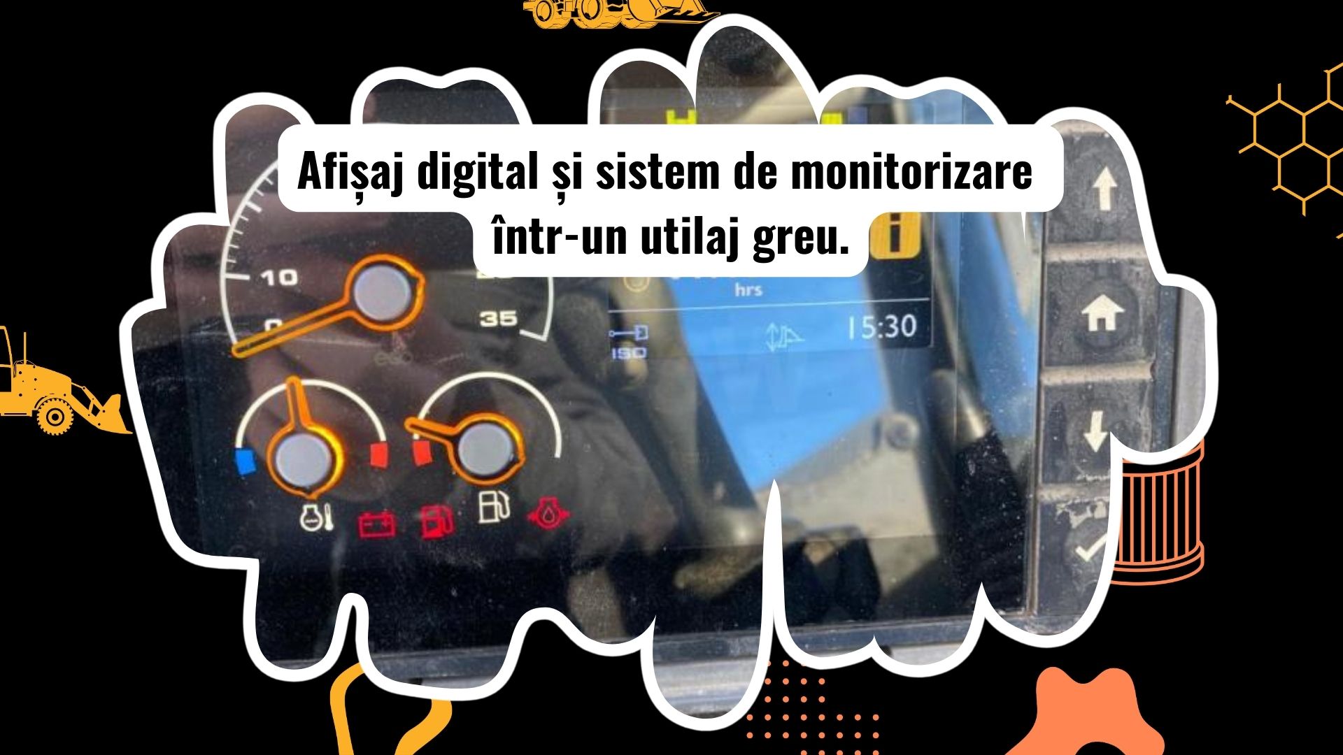 Panou digital de control într-un utilaj greu