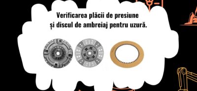 Imagine cu un mecanic care verifică un ambreiaj de fricțiune la un utilaj greu