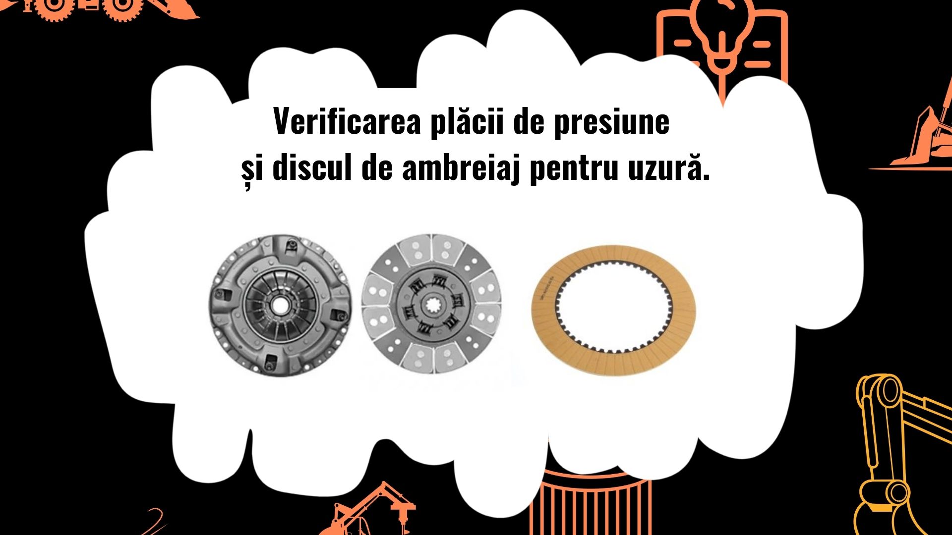 Imagine cu un mecanic care verifică un ambreiaj de fricțiune la un utilaj greu