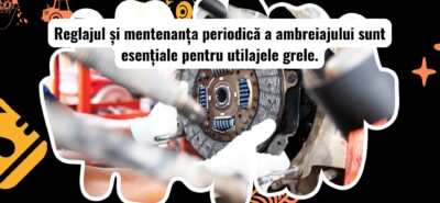 Mecanicul ajustează sistemul de ambreiaj al unui utilaj greu